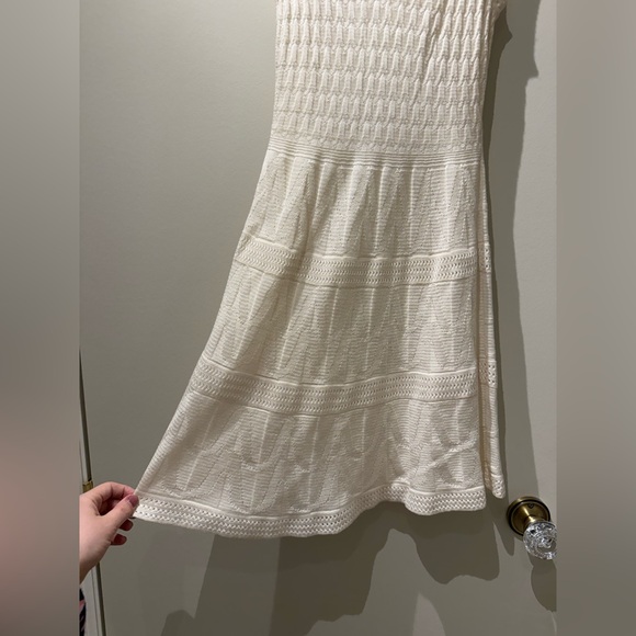 Missoni Designer Sleeveless V-Neck Knit Cream Mini Dress - Picture 3 of 7